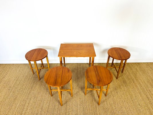 Vintage Scandinavian Coffee Table, 1960s, Set of 5-PLK-2020021