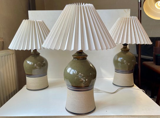 Vintage Scandinavian Glazed Table Lamps with Stripes, Set of 3-LCR-1306084