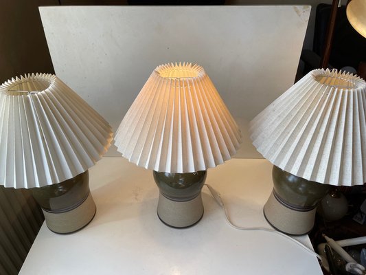 Vintage Scandinavian Glazed Table Lamps with Stripes, Set of 3-LCR-1306084