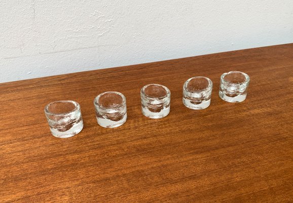 Vintage Scandinavian Ice Glass Candleholders, 1970s, Set of 5-UAH-1347990