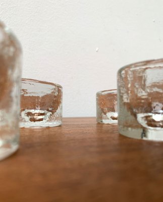 Vintage Scandinavian Ice Glass Candleholders, 1970s, Set of 5-UAH-1347990