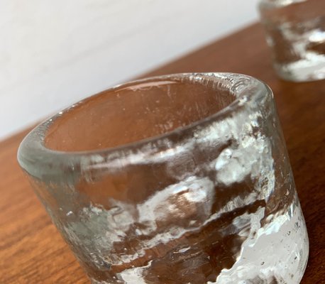 Vintage Scandinavian Ice Glass Candleholders, 1970s, Set of 5-UAH-1347990