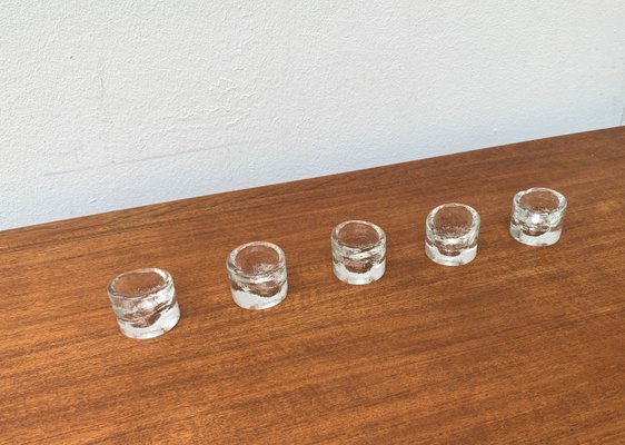 Vintage Scandinavian Ice Glass Candleholders, 1970s, Set of 5-UAH-1347990