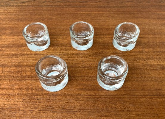 Vintage Scandinavian Ice Glass Candleholders, 1970s, Set of 5-UAH-1347990