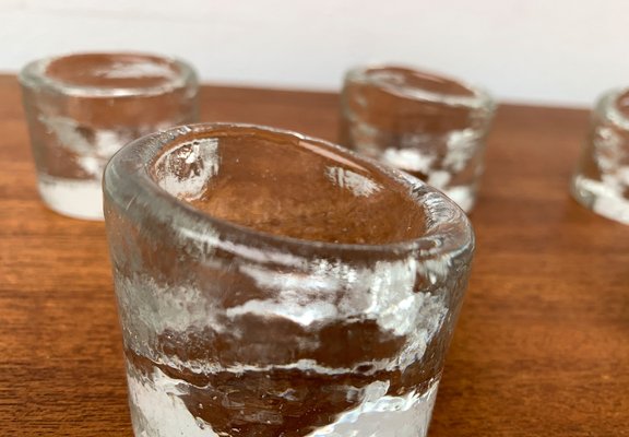 Vintage Scandinavian Ice Glass Candleholders, 1970s, Set of 5-UAH-1347990