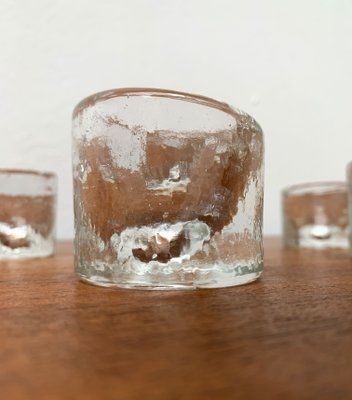 Vintage Scandinavian Ice Glass Candleholders, 1970s, Set of 5-UAH-1347990