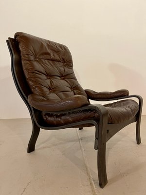 Vintage Scandinavian Leather Lounge Chair, 1970s-WID-1134082