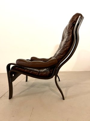 Vintage Scandinavian Leather Lounge Chair, 1970s-WID-1134082