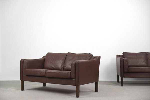 Vintage Scandinavian Leather Sofas, 1970s, Set of 2-ZAA-1067595