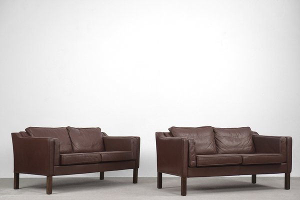 Vintage Scandinavian Leather Sofas, 1970s, Set of 2-ZAA-1067595