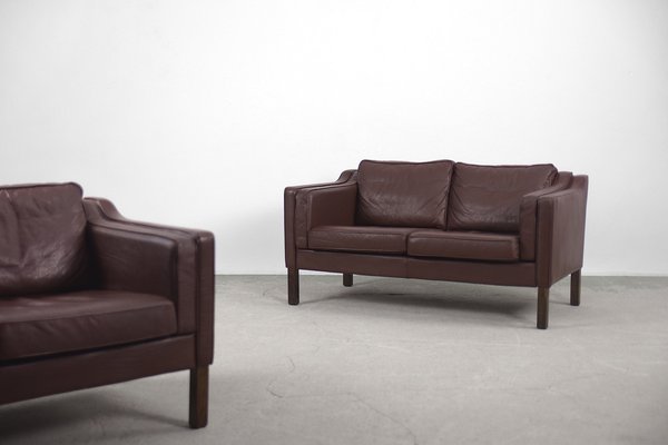 Vintage Scandinavian Leather Sofas, 1970s, Set of 2-ZAA-1067595