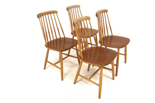 Vintage Scandinavian Pin Chairs, 1960, Set of 4-GEK-1743029