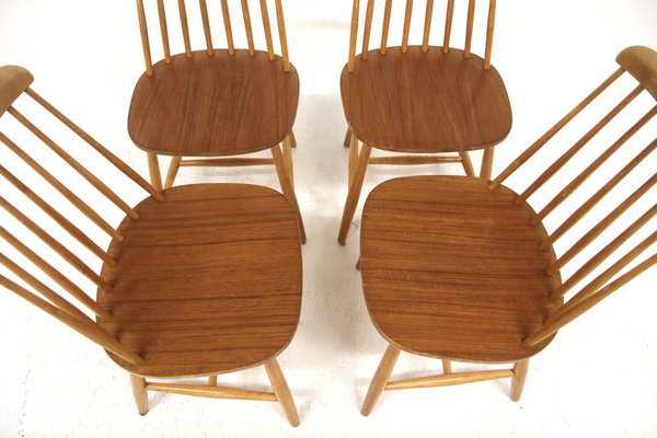 Vintage Scandinavian Pin Chairs, 1960, Set of 4-GEK-1743029