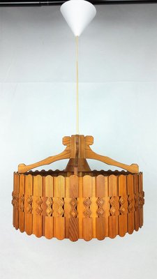 Vintage Scandinavian Pine Ceiling Lamp, 1960s-YBU-699675