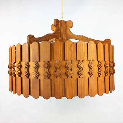 Vintage Scandinavian Pine Ceiling Lamp, 1960s-YBU-699675