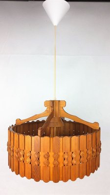 Vintage Scandinavian Pine Ceiling Lamp, 1960s-YBU-699675