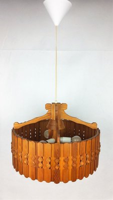 Vintage Scandinavian Pine Ceiling Lamp, 1960s-YBU-699675