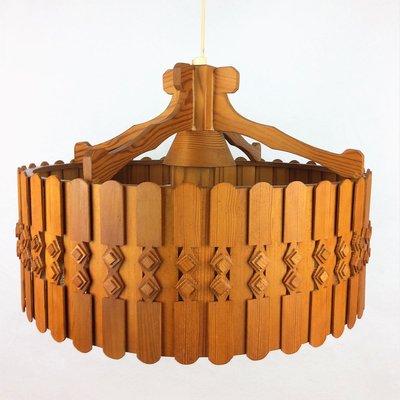 Vintage Scandinavian Pine Ceiling Lamp, 1960s-YBU-699675