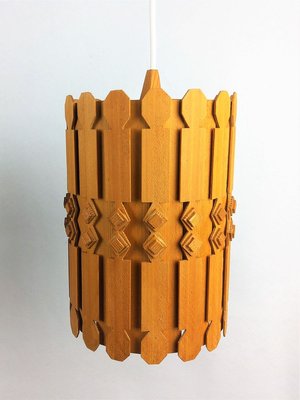 Vintage Scandinavian Pine Ceiling Lamps, 1960s, Set of 3-YBU-699672