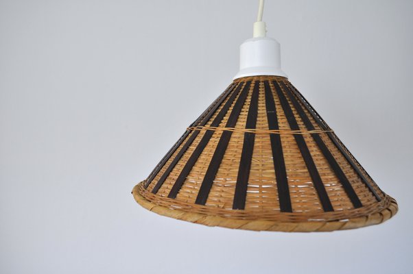 Vintage Scandinavian Rattan Pendant, 1960s-HPQ-1292940