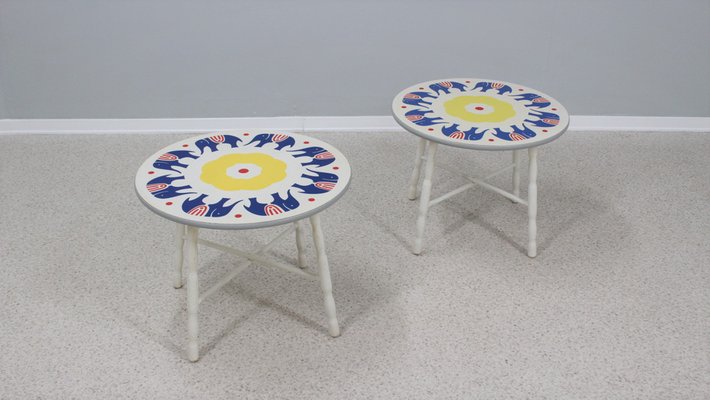 Vintage Scandinavian Round Coffee Tables, 1960s, Set of 2-ZQ-1289537