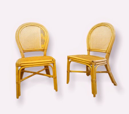 Vintage Scandinavian Roundback Bamboo and Rattan Chairs, 1970s, Set of 2-HVI-1374383