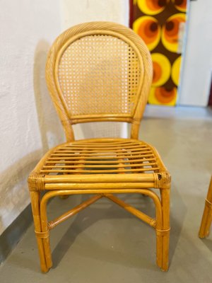 Vintage Scandinavian Roundback Bamboo and Rattan Chairs, 1970s, Set of 2-HVI-1374383