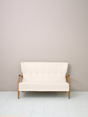 Vintage Scandinavian Sofa with Faux Lamb, 1960s-QWP-1426452