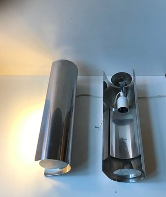 Vintage Scandinavian Stainless Steel Wall Sconces by K. S. Design, 1970s, Set of 2-LCR-778279