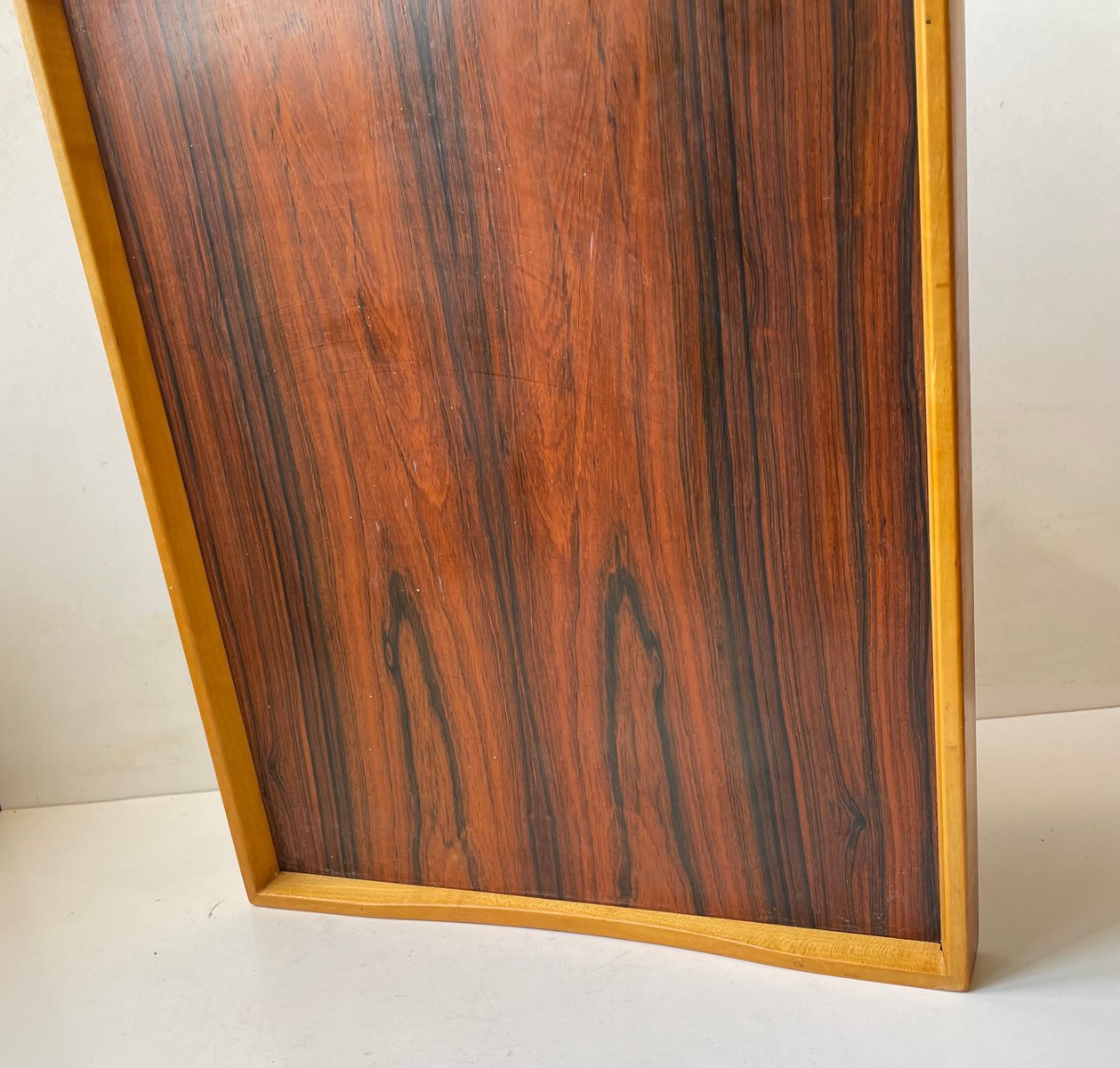 Vintage Scandinavian Turning Tray in Beech and Rosewood, 1970s