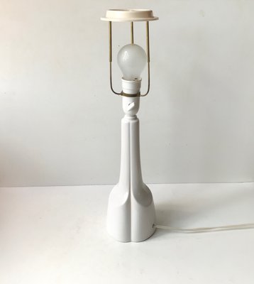 Vintage Scandinavian White Ceramic Table Lamp from Søholm, 1970s-LCR-920142