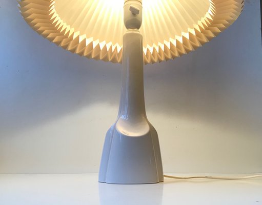 Vintage Scandinavian White Ceramic Table Lamp from Søholm, 1970s-LCR-883316