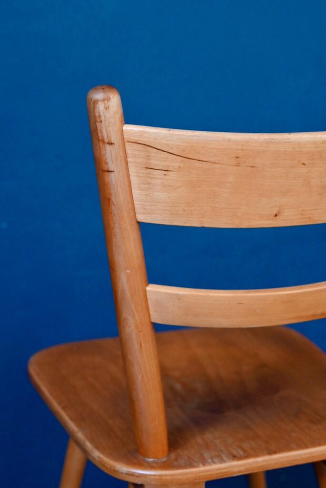 Vintage Scandinavian Wooden Chairs with Compass Legs, 1960s, Set of 6