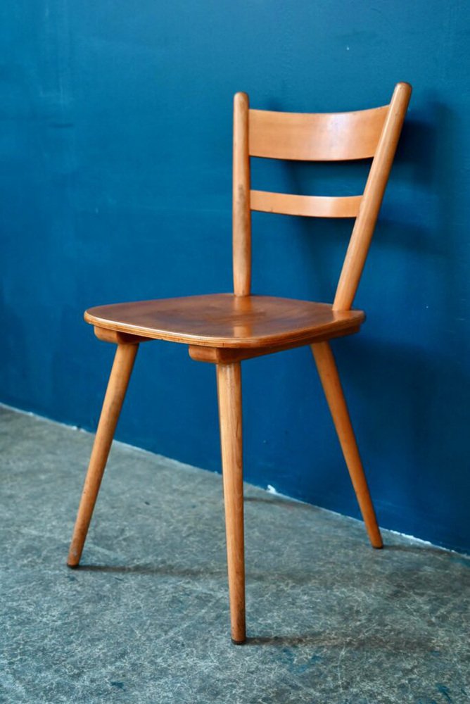 Vintage Scandinavian Wooden Chairs with Compass Legs, 1960s, Set of 6