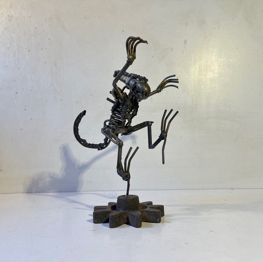 Vintage Scap Art Alien in Recycled Steel, 1990s