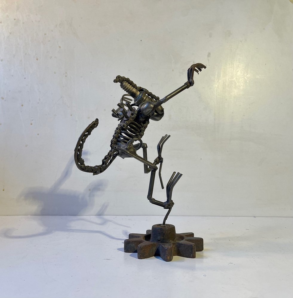 Vintage Scap Art Alien in Recycled Steel, 1990s