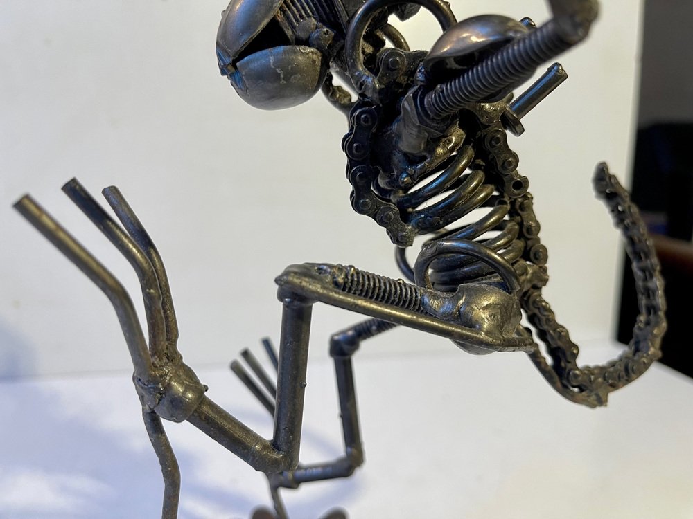 Vintage Scap Art Alien in Recycled Steel, 1990s