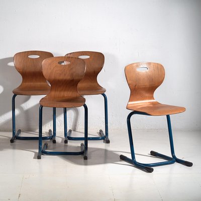 Vintage School Chairs, 1950, Set of 4-ZNJ-2035295