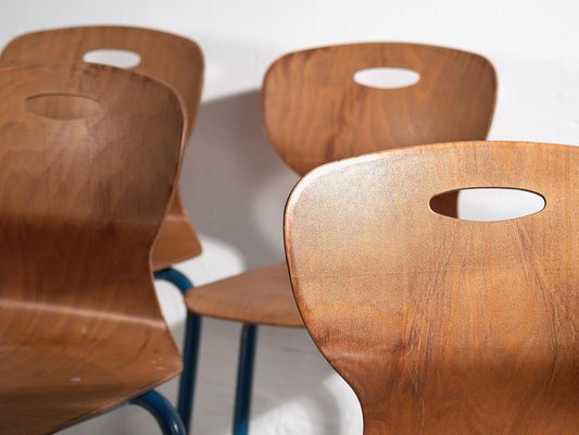 Vintage School Chairs, 1950, Set of 4-ZNJ-2035295