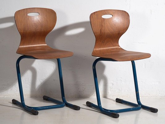 Vintage School Chairs, 1950, Set of 4-ZNJ-2035295