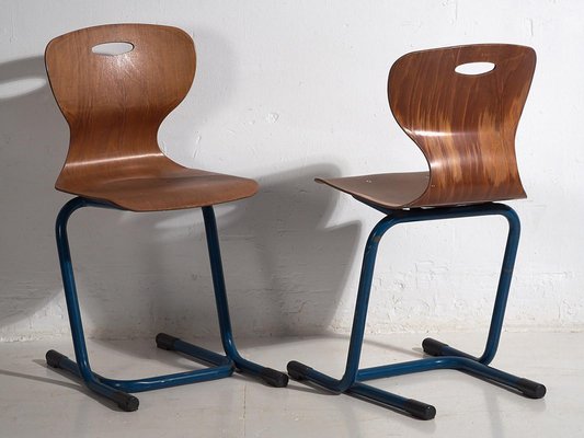 Vintage School Chairs, 1950, Set of 4-ZNJ-2035295