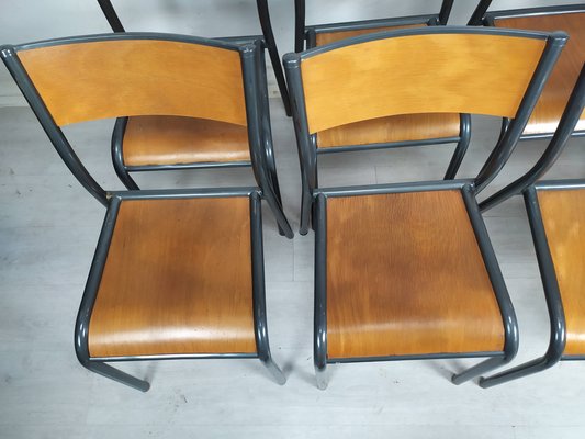 Vintage School Chairs, 1950s, Set of 8-EAD-1719417