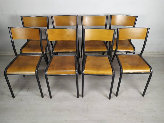 Vintage School Chairs, 1950s, Set of 8-EAD-1719417