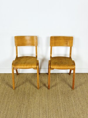 Vintage School Chairs in Beech, 1960, Set of 2-PLK-2022803