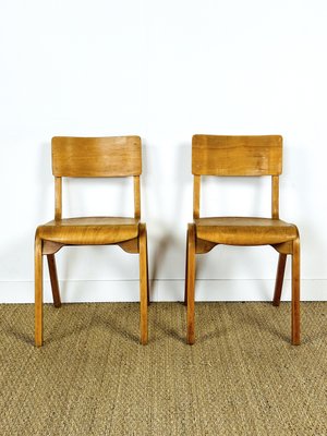 Vintage School Chairs in Beech, 1960, Set of 2-PLK-2022803