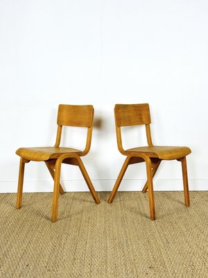 Vintage School Chairs in Beech, 1960, Set of 2-PLK-2022803