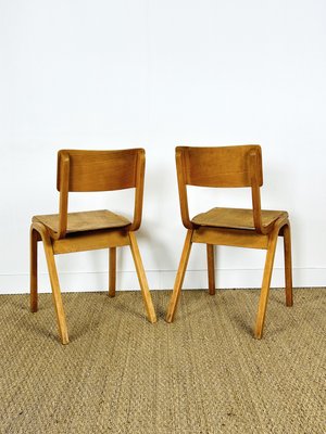 Vintage School Chairs in Beech, 1960, Set of 2-PLK-2022803