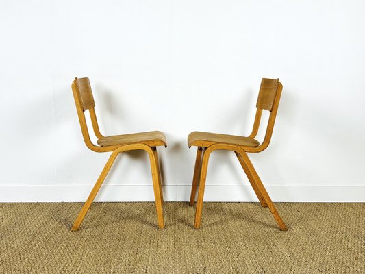 Vintage School Chairs in Beech, 1960, Set of 2-PLK-2022803