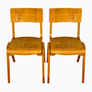 Vintage School Chairs in Beech, 1960, Set of 2-PLK-2022803