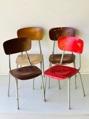 Vintage School Chairs, Set of 4-ALG-1370719